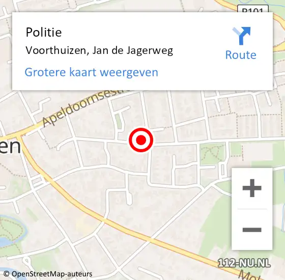 Locatie op kaart van de 112 melding: Politie Voorthuizen, Jan de Jagerweg op 26 maart 2023 18:28