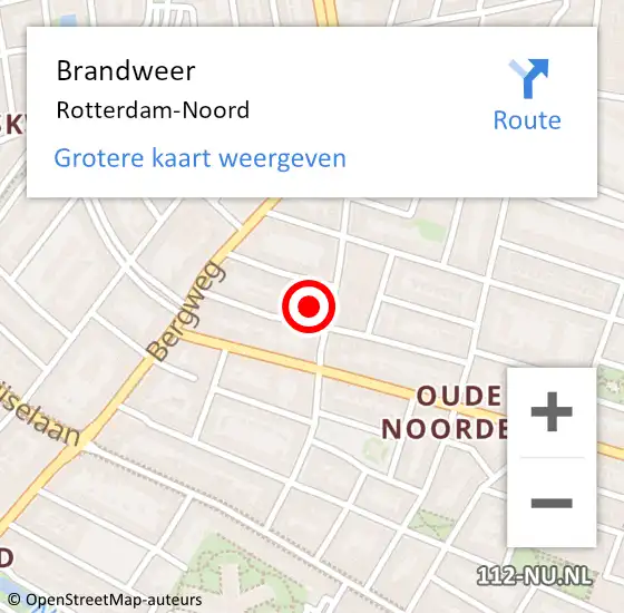 Locatie op kaart van de 112 melding: Brandweer Rotterdam-Noord op 20 augustus 2014 10:09