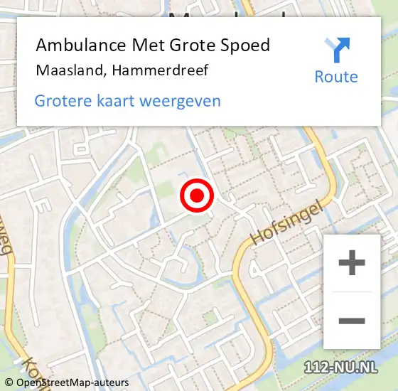 Locatie op kaart van de 112 melding: Ambulance Met Grote Spoed Naar Maasland, Hammerdreef op 26 maart 2023 19:33