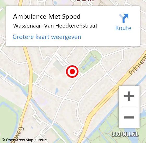 Locatie op kaart van de 112 melding: Ambulance Met Spoed Naar Wassenaar, Van Heeckerenstraat op 26 maart 2023 19:47