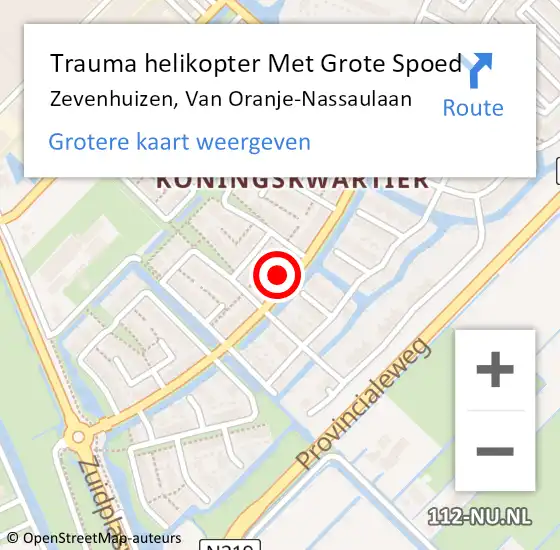 Locatie op kaart van de 112 melding: Trauma helikopter Met Grote Spoed Naar Zevenhuizen, Van Oranje-Nassaulaan op 26 maart 2023 19:53
