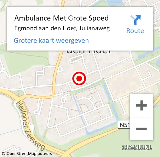 Locatie op kaart van de 112 melding: Ambulance Met Grote Spoed Naar Egmond aan den Hoef, Julianaweg op 26 maart 2023 19:57