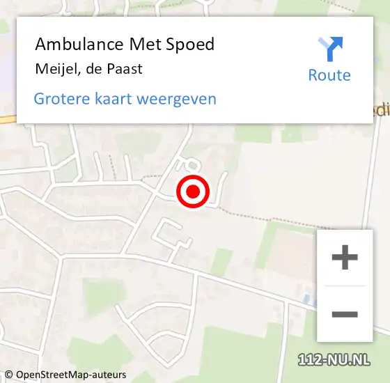 Locatie op kaart van de 112 melding: Ambulance Met Spoed Naar Meijel, de Paast op 26 maart 2023 20:06
