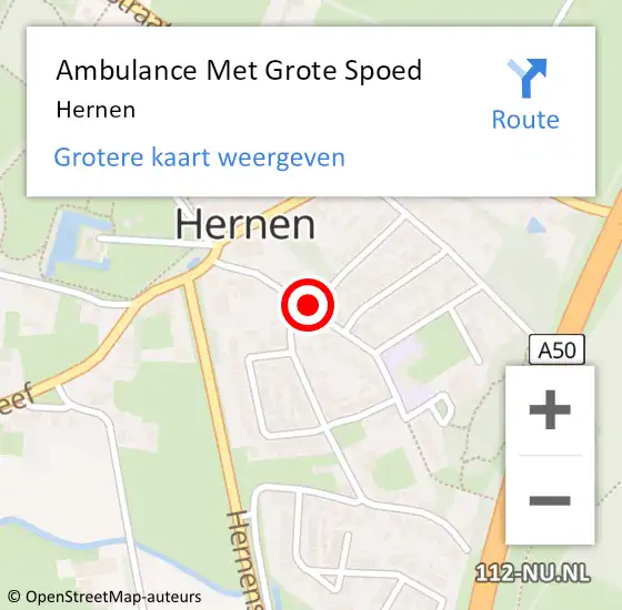 Locatie op kaart van de 112 melding: Ambulance Met Grote Spoed Naar Hernen op 26 maart 2023 20:16