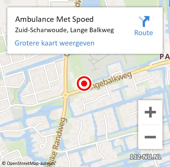 Locatie op kaart van de 112 melding: Ambulance Met Spoed Naar Zuid-Scharwoude, Langebalkweg op 26 maart 2023 20:16