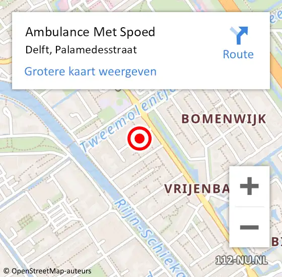 Locatie op kaart van de 112 melding: Ambulance Met Spoed Naar Delft, Palamedesstraat op 26 maart 2023 20:25