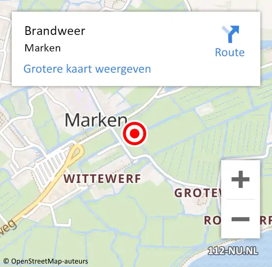 Locatie op kaart van de 112 melding: Brandweer Marken op 26 maart 2023 20:37