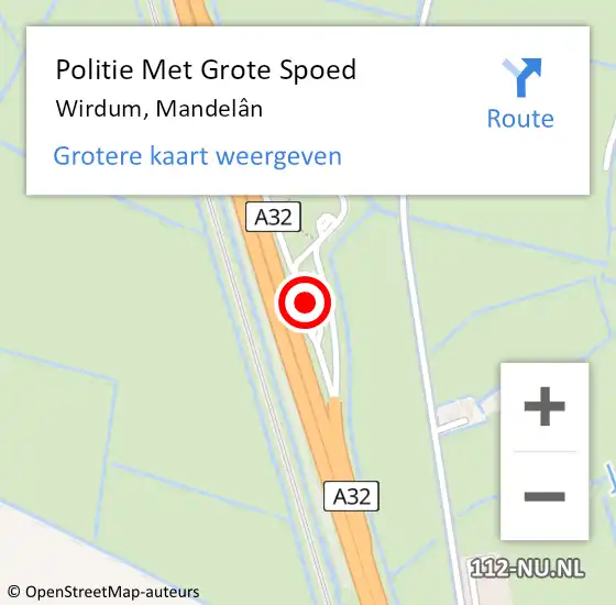 Locatie op kaart van de 112 melding: Politie Met Grote Spoed Naar Wirdum, Mandelân op 26 maart 2023 21:16