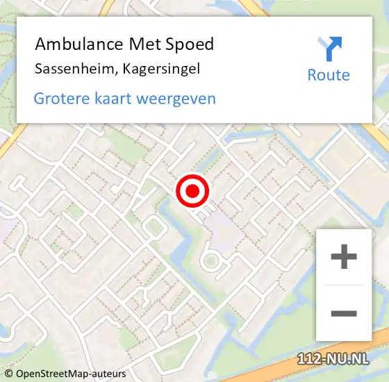 Locatie op kaart van de 112 melding: Ambulance Met Spoed Naar Sassenheim, Kagersingel op 20 augustus 2014 10:20