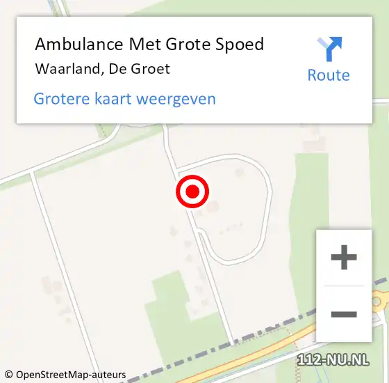 Locatie op kaart van de 112 melding: Ambulance Met Grote Spoed Naar Waarland, De Groet op 26 maart 2023 21:57