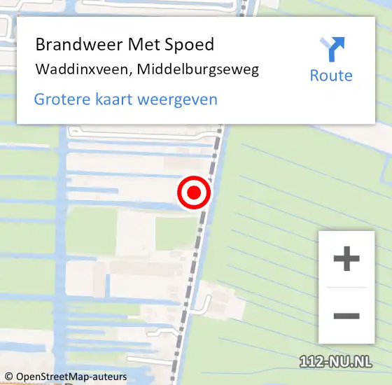 Locatie op kaart van de 112 melding: Brandweer Met Spoed Naar Waddinxveen, Middelburgseweg op 26 maart 2023 22:07