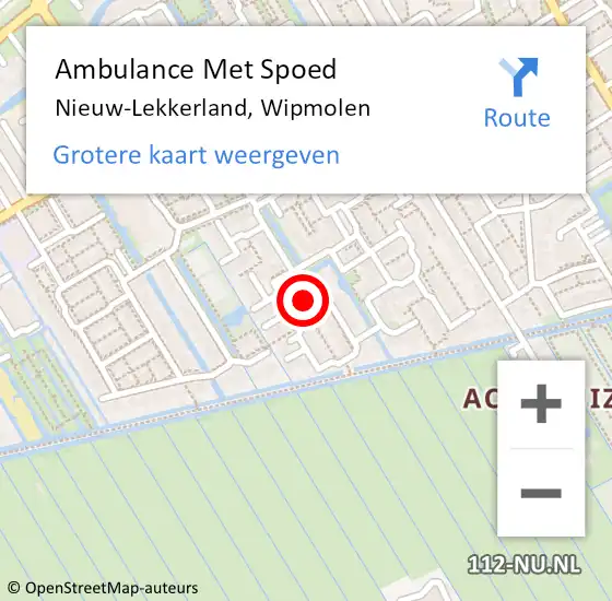 Locatie op kaart van de 112 melding: Ambulance Met Spoed Naar Nieuw-Lekkerland, Wipmolen op 26 maart 2023 22:30