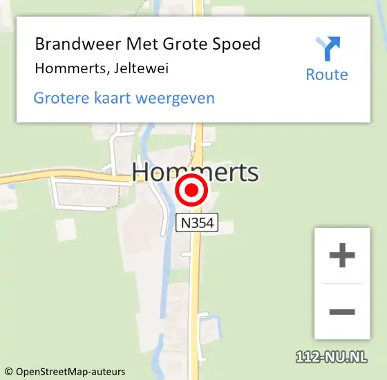 Locatie op kaart van de 112 melding: Brandweer Met Grote Spoed Naar Hommerts, Jeltewei op 20 augustus 2014 10:22