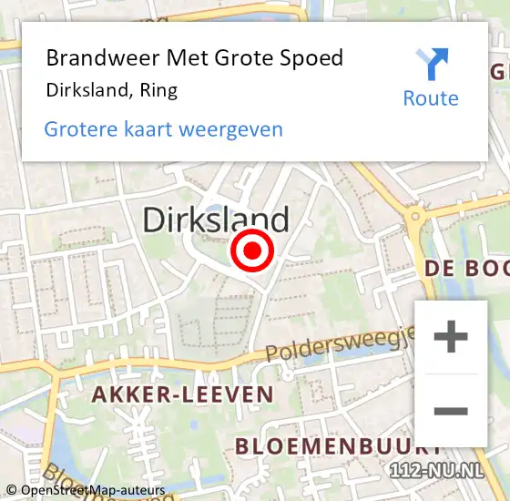 Locatie op kaart van de 112 melding: Brandweer Met Grote Spoed Naar Dirksland, Ring op 26 maart 2023 22:45