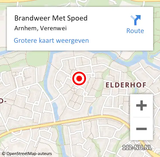 Locatie op kaart van de 112 melding: Brandweer Met Spoed Naar Arnhem, Verenwei op 26 maart 2023 22:59