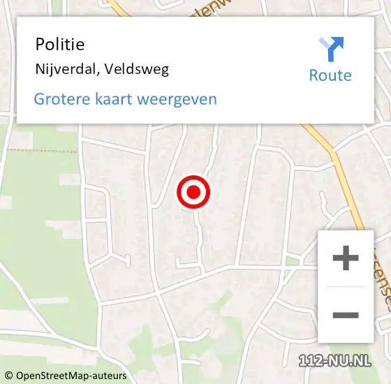 Locatie op kaart van de 112 melding: Politie Nijverdal, Veldsweg op 26 maart 2023 23:32