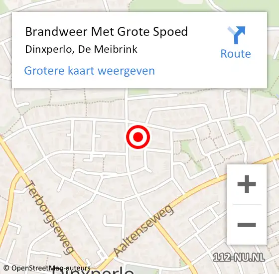 Locatie op kaart van de 112 melding: Brandweer Met Grote Spoed Naar Dinxperlo, De Meibrink op 20 augustus 2014 10:28