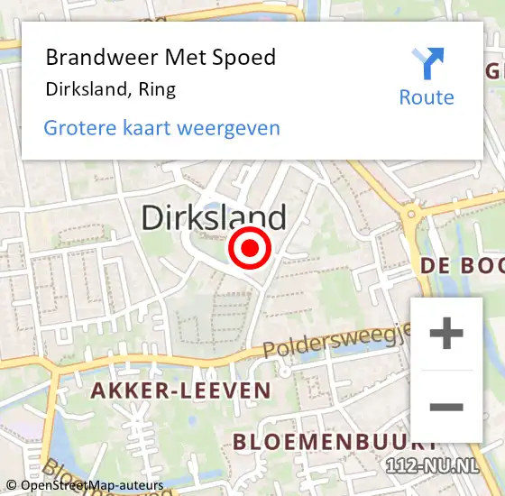 Locatie op kaart van de 112 melding: Brandweer Met Spoed Naar Dirksland, Ring op 27 maart 2023 00:02