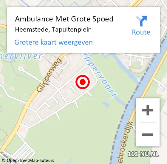 Locatie op kaart van de 112 melding: Ambulance Met Grote Spoed Naar Heemstede, Tapuitenplein op 27 maart 2023 00:15