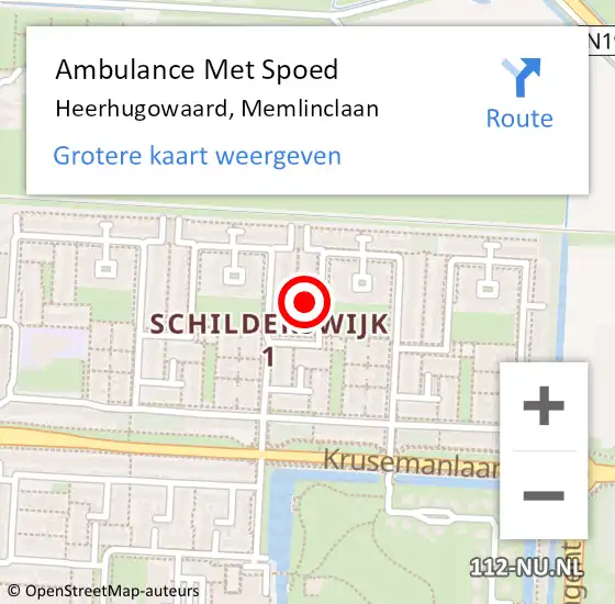 Locatie op kaart van de 112 melding: Ambulance Met Spoed Naar Heerhugowaard, Memlinclaan op 27 maart 2023 00:32