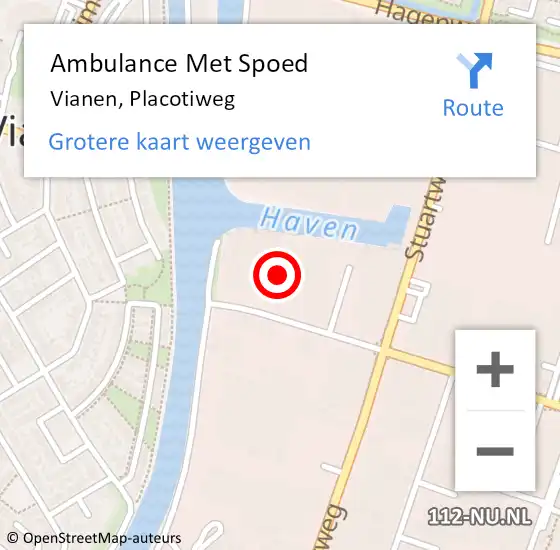 Locatie op kaart van de 112 melding: Ambulance Met Spoed Naar Vianen, Placotiweg op 20 augustus 2014 10:31