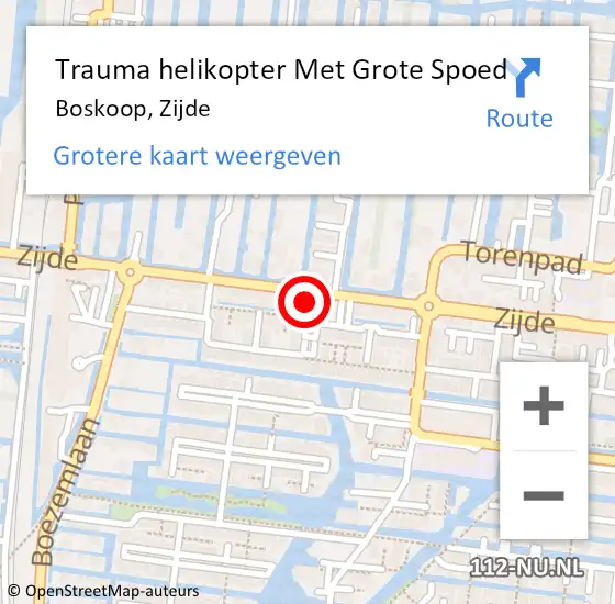 Locatie op kaart van de 112 melding: Trauma helikopter Met Grote Spoed Naar Boskoop, Zijde op 27 maart 2023 01:52