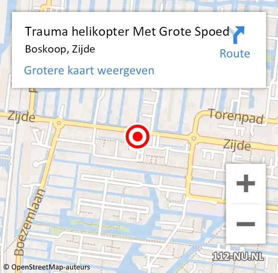 Locatie op kaart van de 112 melding: Trauma helikopter Met Grote Spoed Naar Boskoop, Zijde op 27 maart 2023 01:54