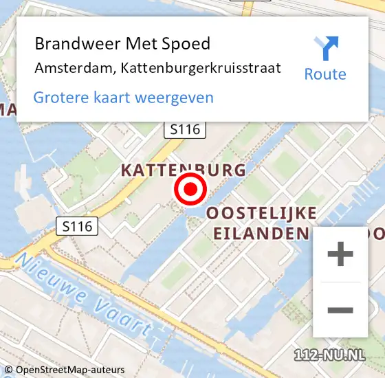 Locatie op kaart van de 112 melding: Brandweer Met Spoed Naar Amsterdam, Kattenburgerkruisstraat op 27 maart 2023 02:19