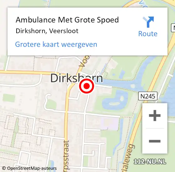 Locatie op kaart van de 112 melding: Ambulance Met Grote Spoed Naar Dirkshorn, Veersloot op 27 maart 2023 02:50