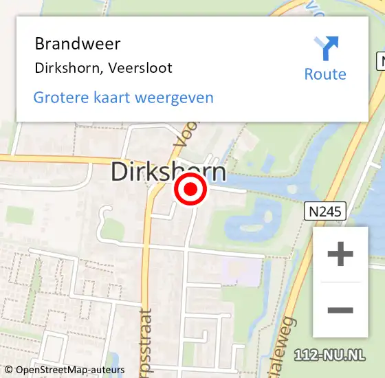 Locatie op kaart van de 112 melding: Brandweer Dirkshorn, Veersloot op 27 maart 2023 02:56