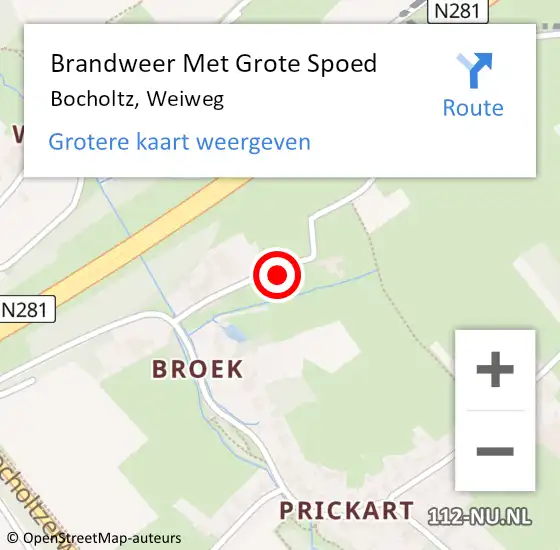 Locatie op kaart van de 112 melding: Brandweer Met Grote Spoed Naar Bocholtz, Weiweg op 27 maart 2023 03:43