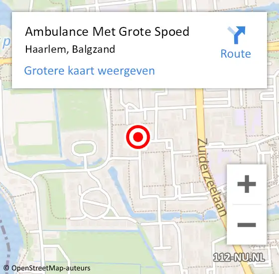 Locatie op kaart van de 112 melding: Ambulance Met Grote Spoed Naar Haarlem, Balgzand op 27 maart 2023 03:47