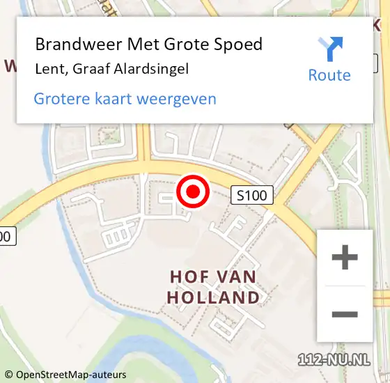 Locatie op kaart van de 112 melding: Brandweer Met Grote Spoed Naar Lent, Graaf Alardsingel op 27 maart 2023 04:07