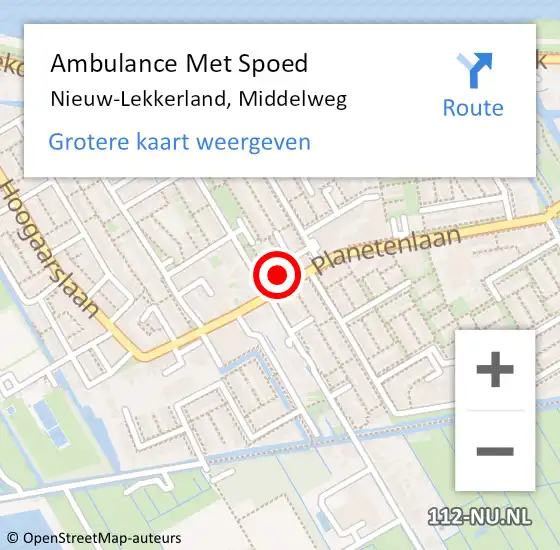 Locatie op kaart van de 112 melding: Ambulance Met Spoed Naar Nieuw-Lekkerland, Middelweg op 27 maart 2023 05:39