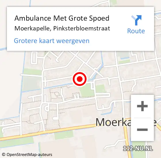 Locatie op kaart van de 112 melding: Ambulance Met Grote Spoed Naar Moerkapelle, Pinksterbloemstraat op 27 maart 2023 06:35