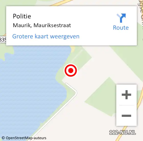 Locatie op kaart van de 112 melding: Politie Maurik, Mauriksestraat op 27 maart 2023 07:36