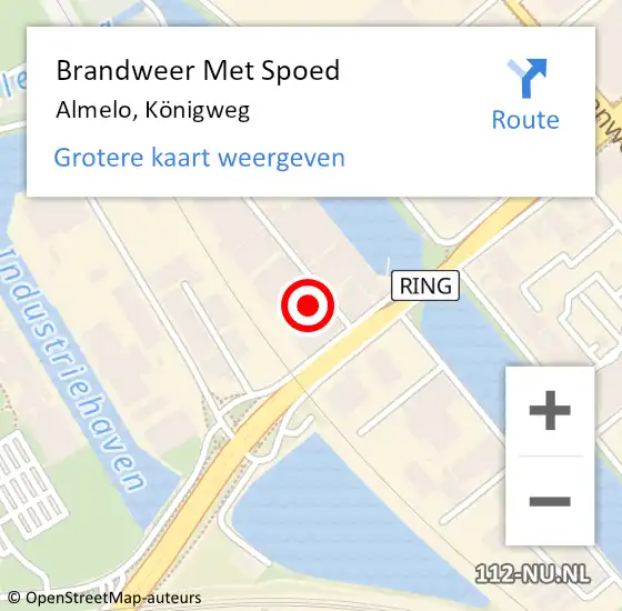 Locatie op kaart van de 112 melding: Brandweer Met Spoed Naar Almelo, Königweg op 27 maart 2023 07:45