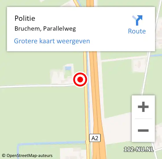 Locatie op kaart van de 112 melding: Politie Bruchem, Parallelweg op 27 maart 2023 08:01