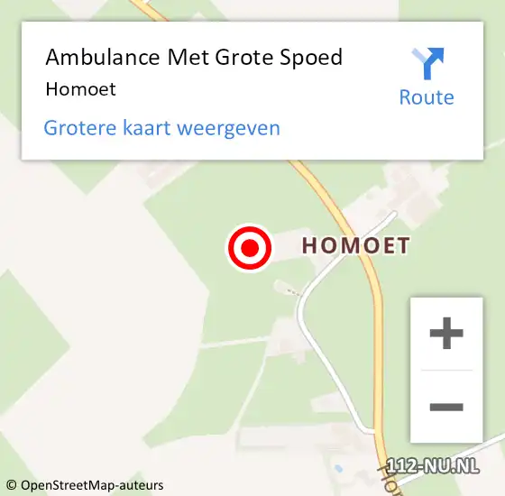 Locatie op kaart van de 112 melding: Ambulance Met Grote Spoed Naar Homoet op 27 maart 2023 08:07