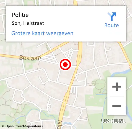 Locatie op kaart van de 112 melding: Politie Son, Heistraat op 27 maart 2023 08:31