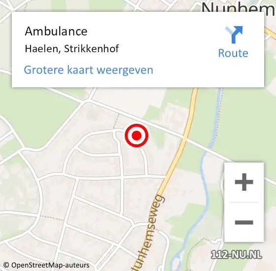 Locatie op kaart van de 112 melding: Ambulance Haelen, Strikkenhof op 20 augustus 2014 10:51