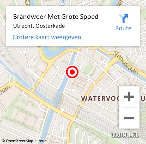 Locatie op kaart van de 112 melding: Brandweer Met Grote Spoed Naar Utrecht, Oosterkade op 27 maart 2023 08:58