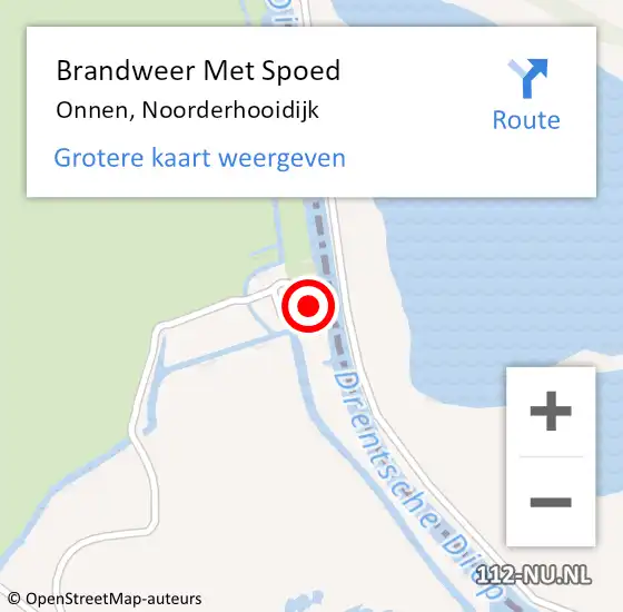 Locatie op kaart van de 112 melding: Brandweer Met Spoed Naar Onnen, Noorderhooidijk op 20 augustus 2014 10:56