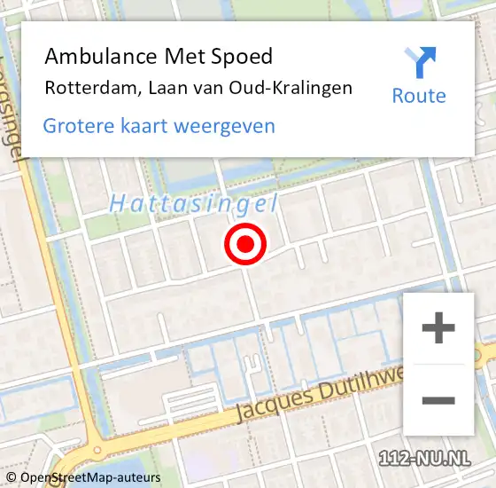 Locatie op kaart van de 112 melding: Ambulance Met Spoed Naar Rotterdam, Laan van Oud-Kralingen op 27 maart 2023 09:26
