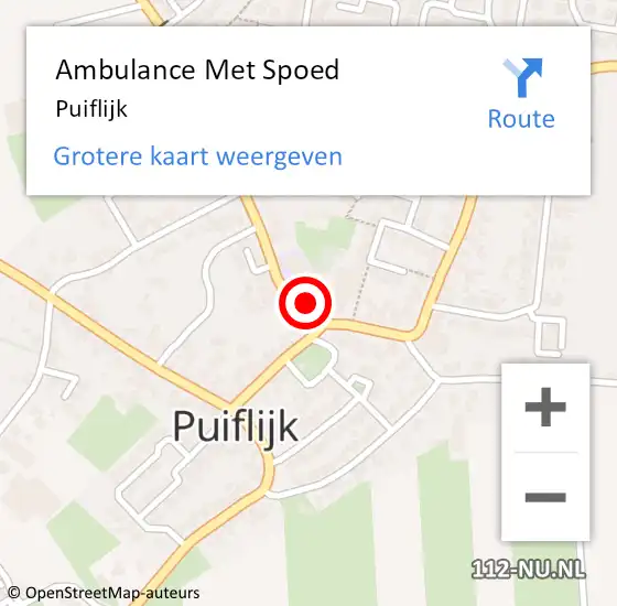 Locatie op kaart van de 112 melding: Ambulance Met Spoed Naar Puiflijk op 27 maart 2023 09:54