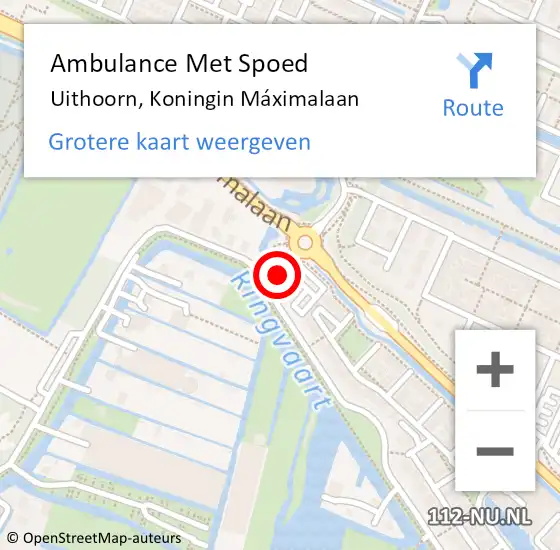 Locatie op kaart van de 112 melding: Ambulance Met Spoed Naar Uithoorn, Koningin Máximalaan op 27 maart 2023 10:06