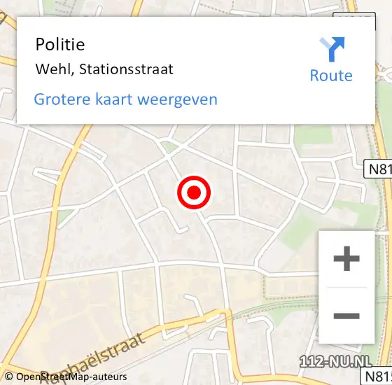 Locatie op kaart van de 112 melding: Politie Wehl, Stationsstraat op 27 maart 2023 10:22