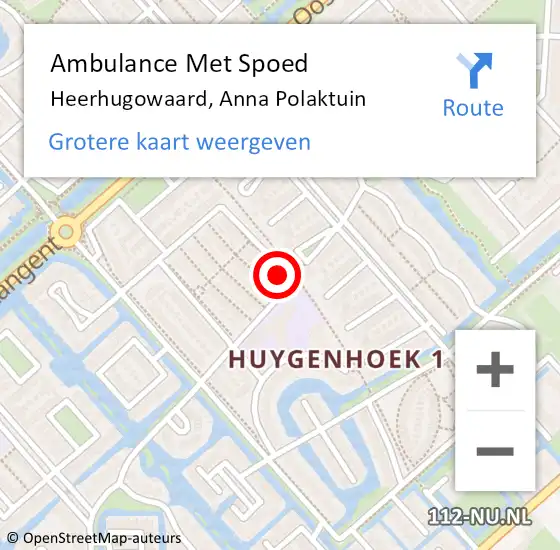 Locatie op kaart van de 112 melding: Ambulance Met Spoed Naar Heerhugowaard, Anna Polaktuin op 27 maart 2023 10:28