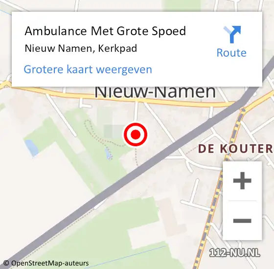 Locatie op kaart van de 112 melding: Ambulance Met Grote Spoed Naar Nieuw Namen, Kerkpad op 20 augustus 2014 11:04