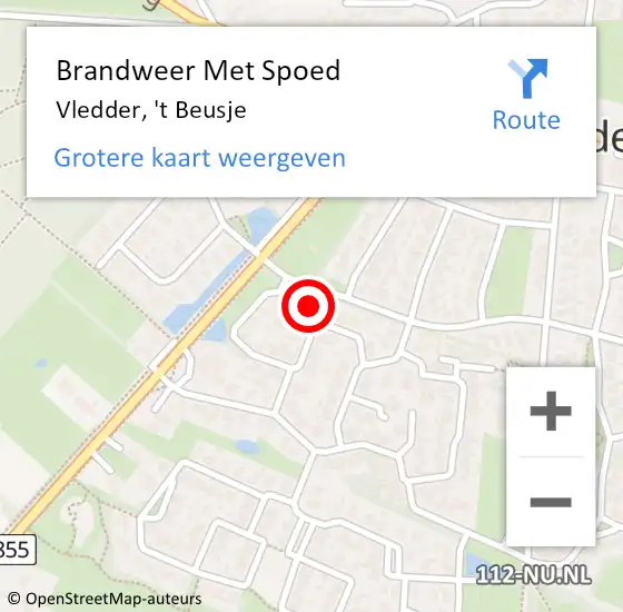 Locatie op kaart van de 112 melding: Brandweer Met Spoed Naar Vledder, 't Beusje op 27 maart 2023 10:49